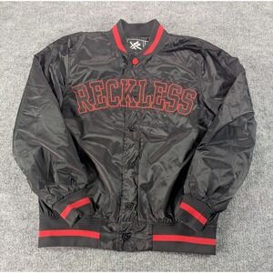 Young & Reckless Varsity Game Time Baseball Satin Jacket Men's Size Large Black